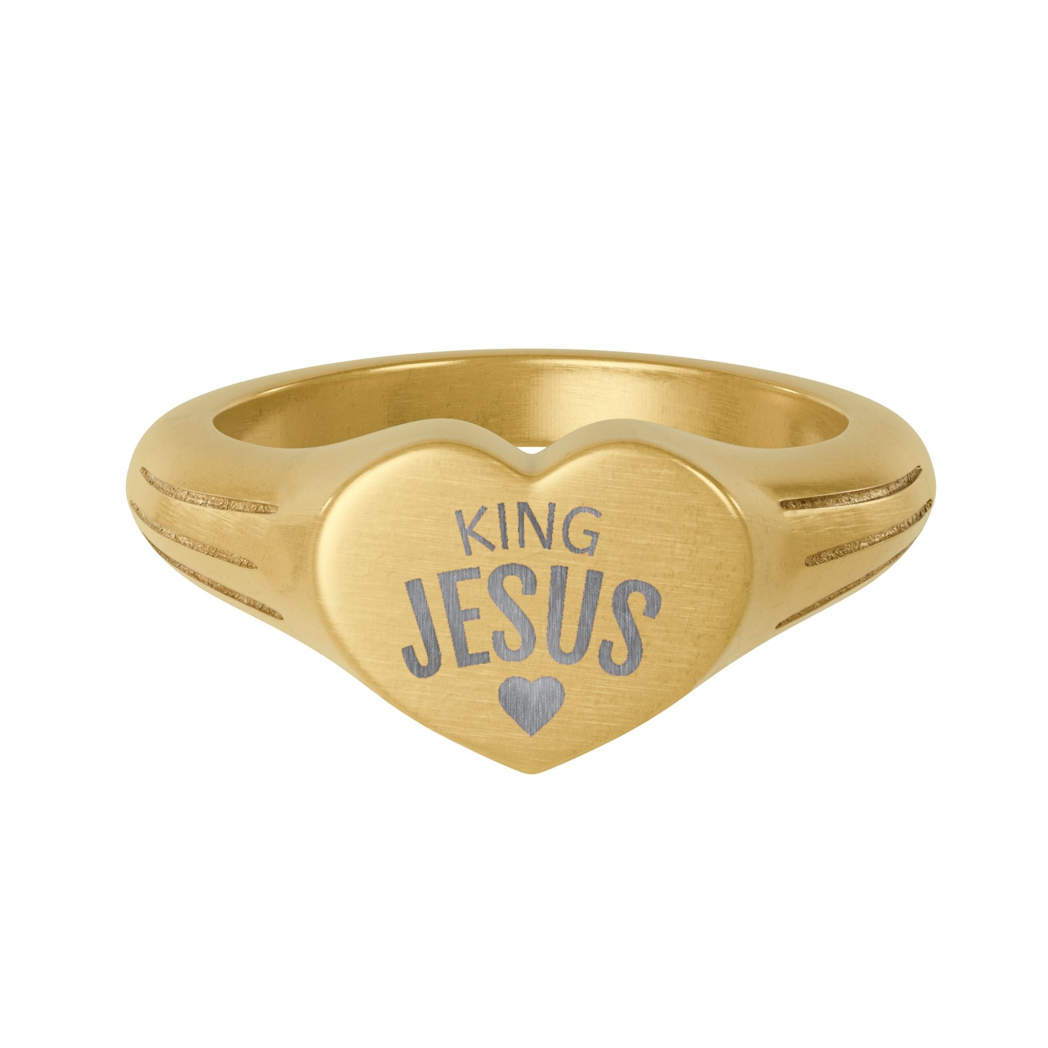 "King JESUS" Engraved Heart — Signet Ring