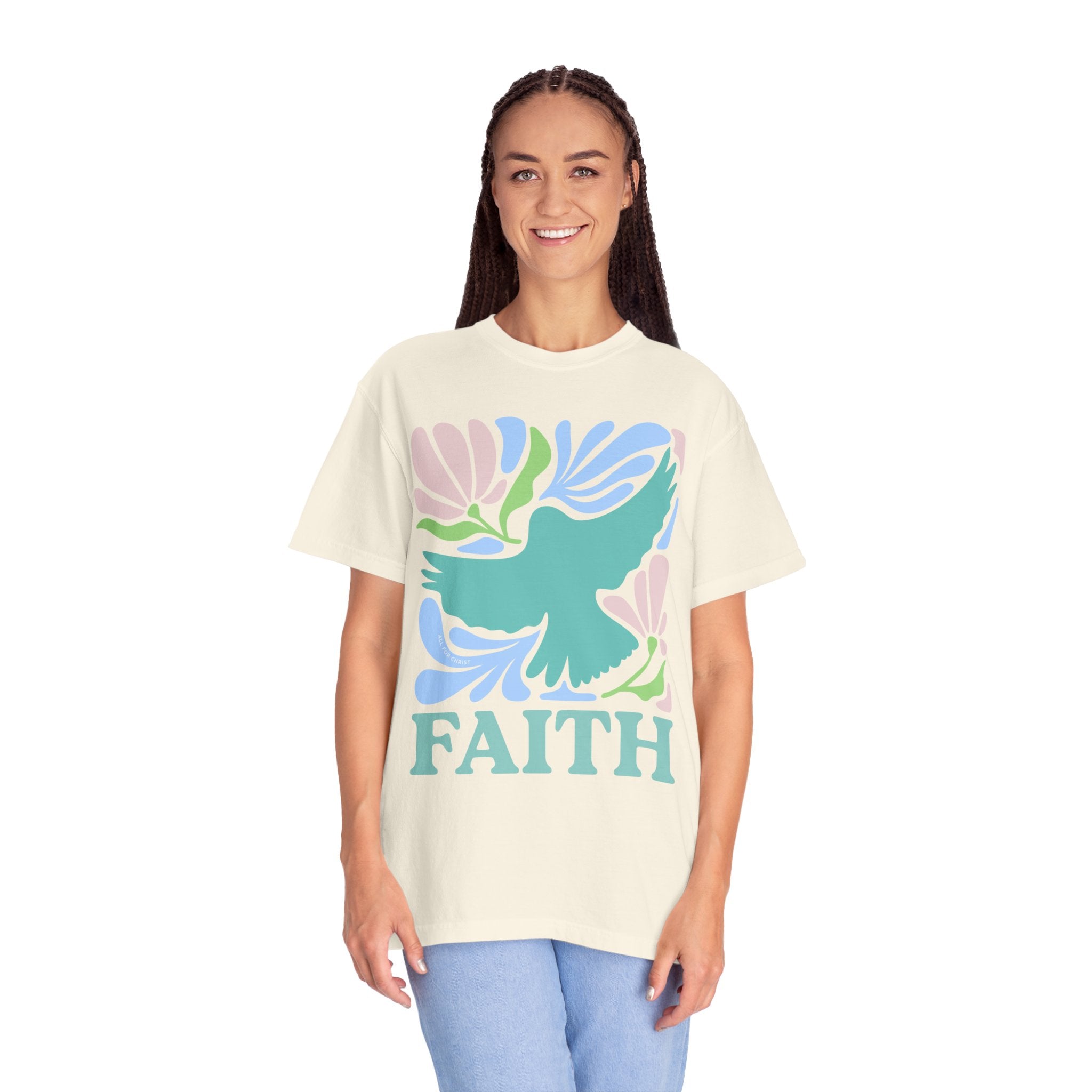 Faith Dove T‑Shirt — Pastel Floral Inspirational Tee