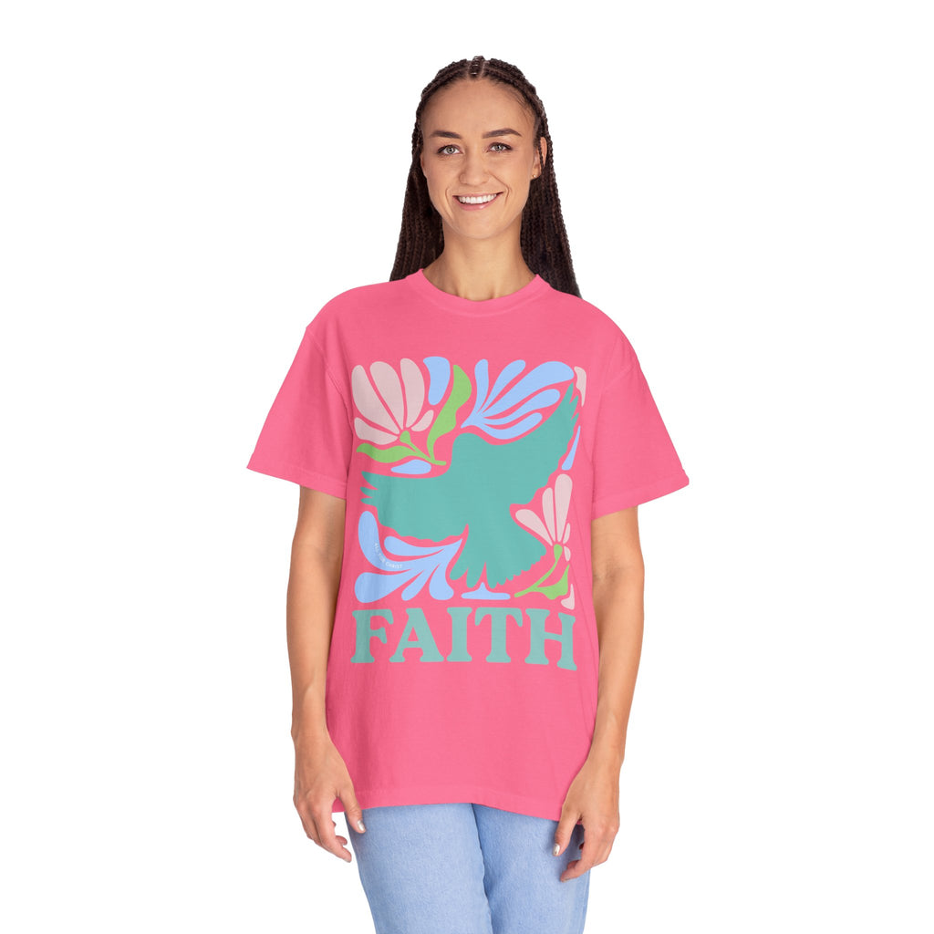 Faith Dove T‑Shirt — Pastel Floral Inspirational Tee