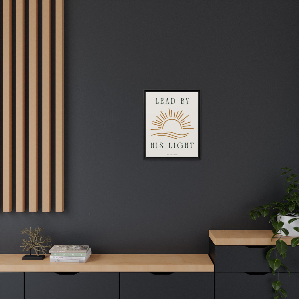 Framed Canvas Wall Art – "Lead by His Light" Sunburst Christian Print