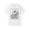 Sunflower Botanical T-Shirt — Floral Sketch Tee with "Flowers Appear on the Earth" Quote