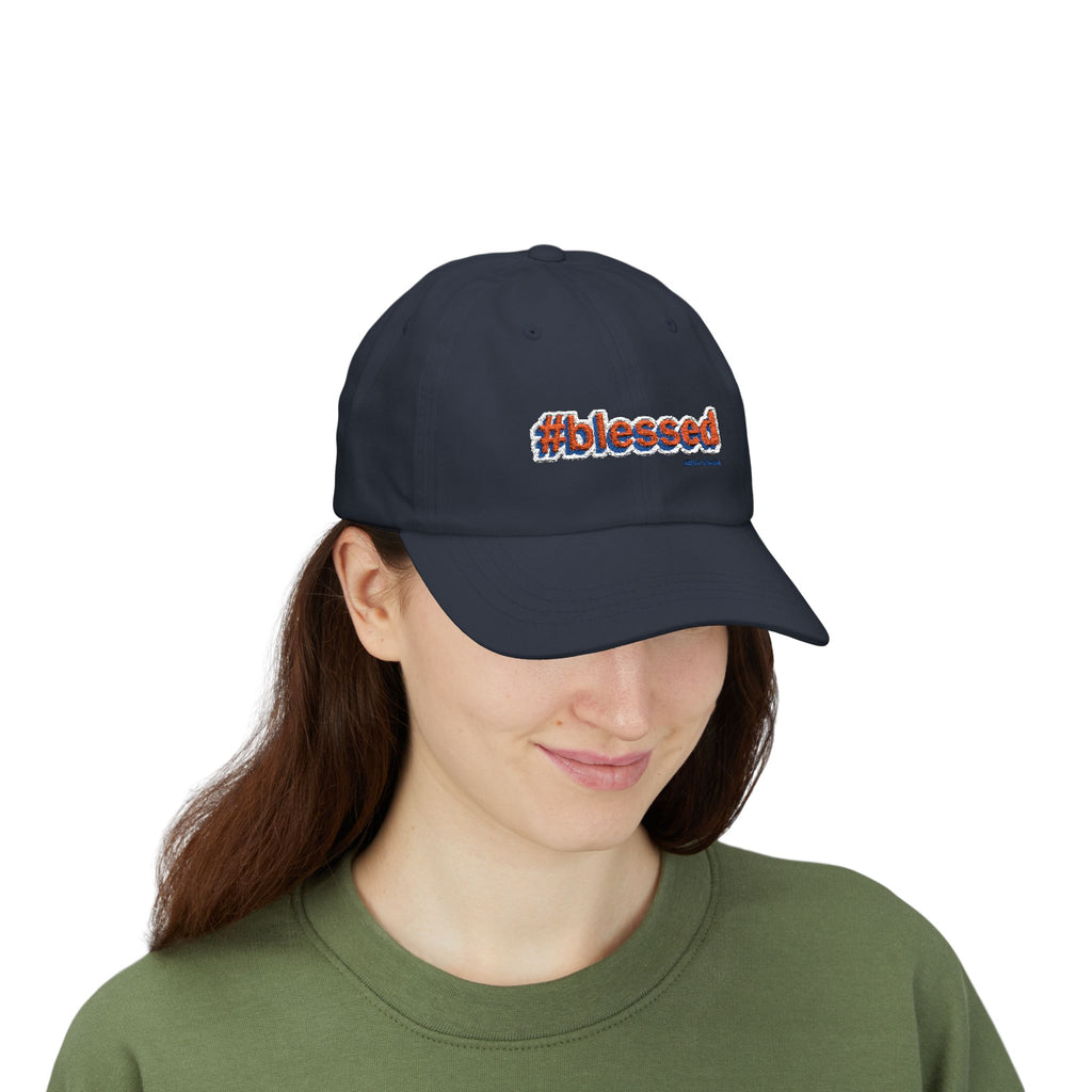 #blessed Embroidered Classic Dad Cap – White Baseball Hat for Casual, Faith & Gift Occasions