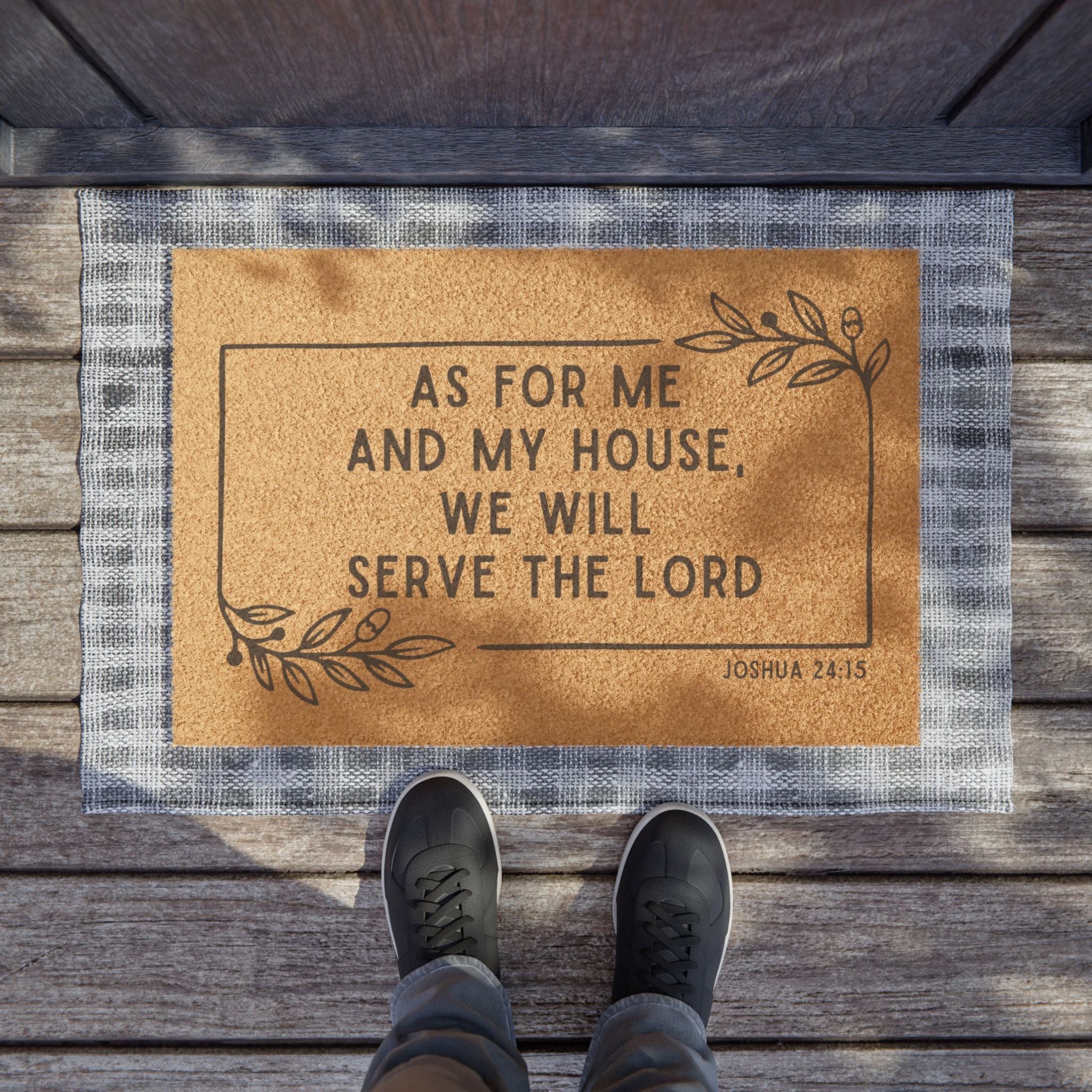 "Serve the Lord" Doormat -  Scripture Welcome Mat