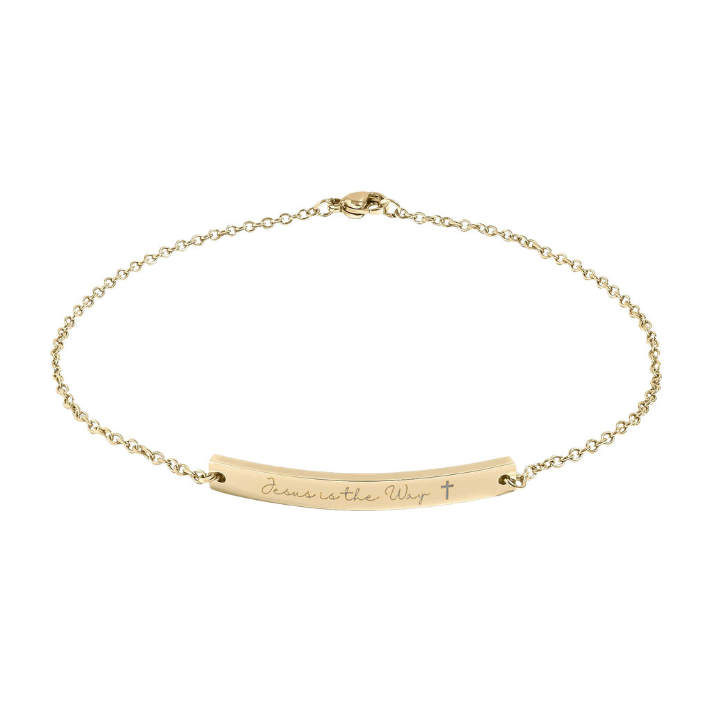 "Jesus is the Way" Engraved — Curved Bar Anklet