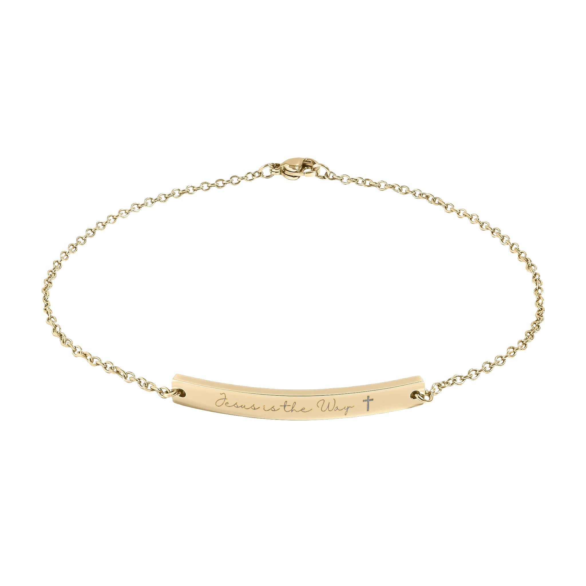 "Jesus is the Way" Engraved — Curved Bar Anklet