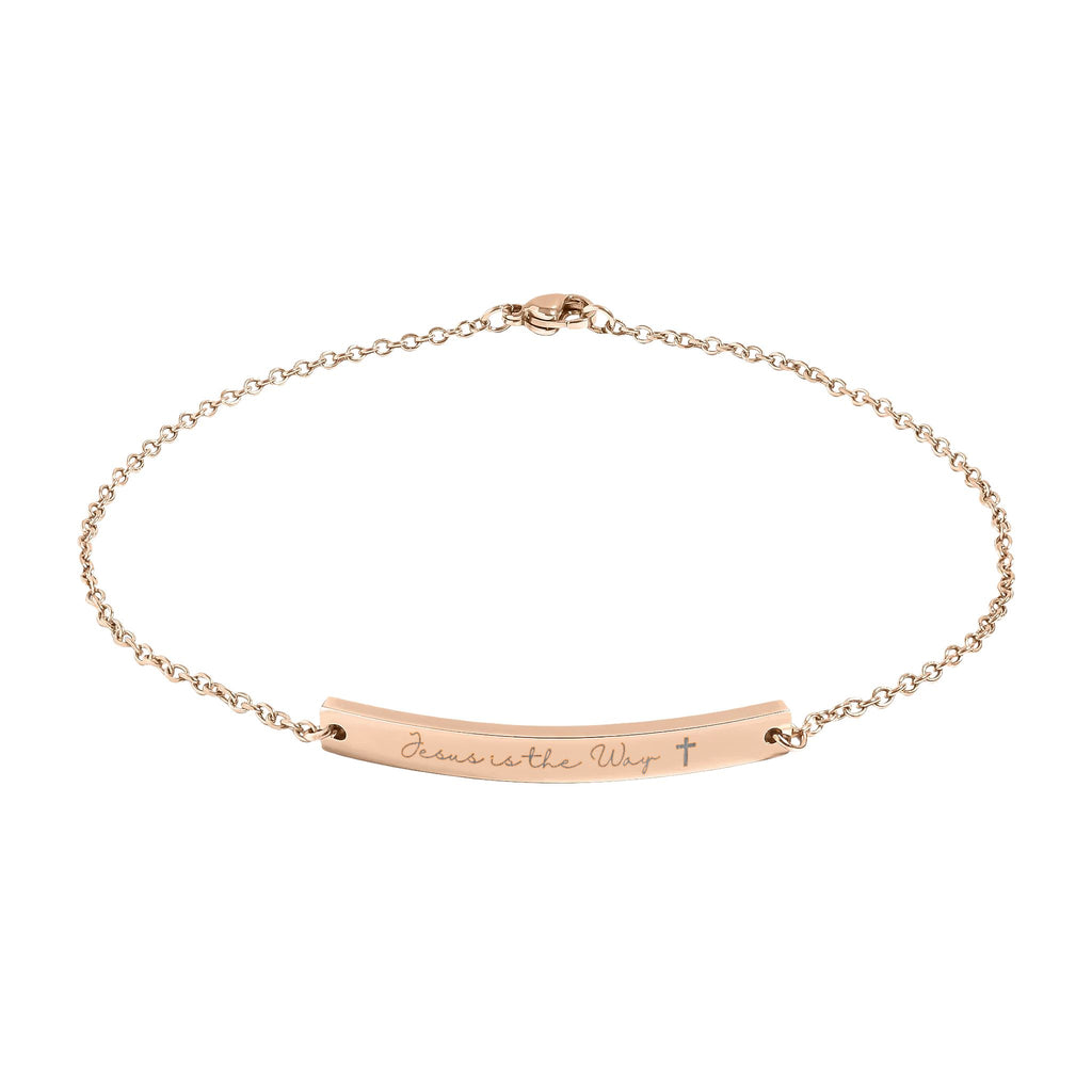 "Jesus is the Way" Engraved — Curved Bar Anklet