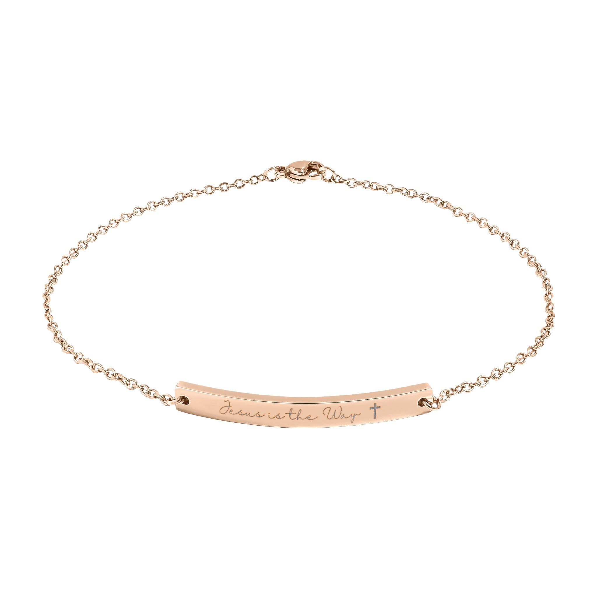 "Jesus is the Way" Engraved — Curved Bar Anklet