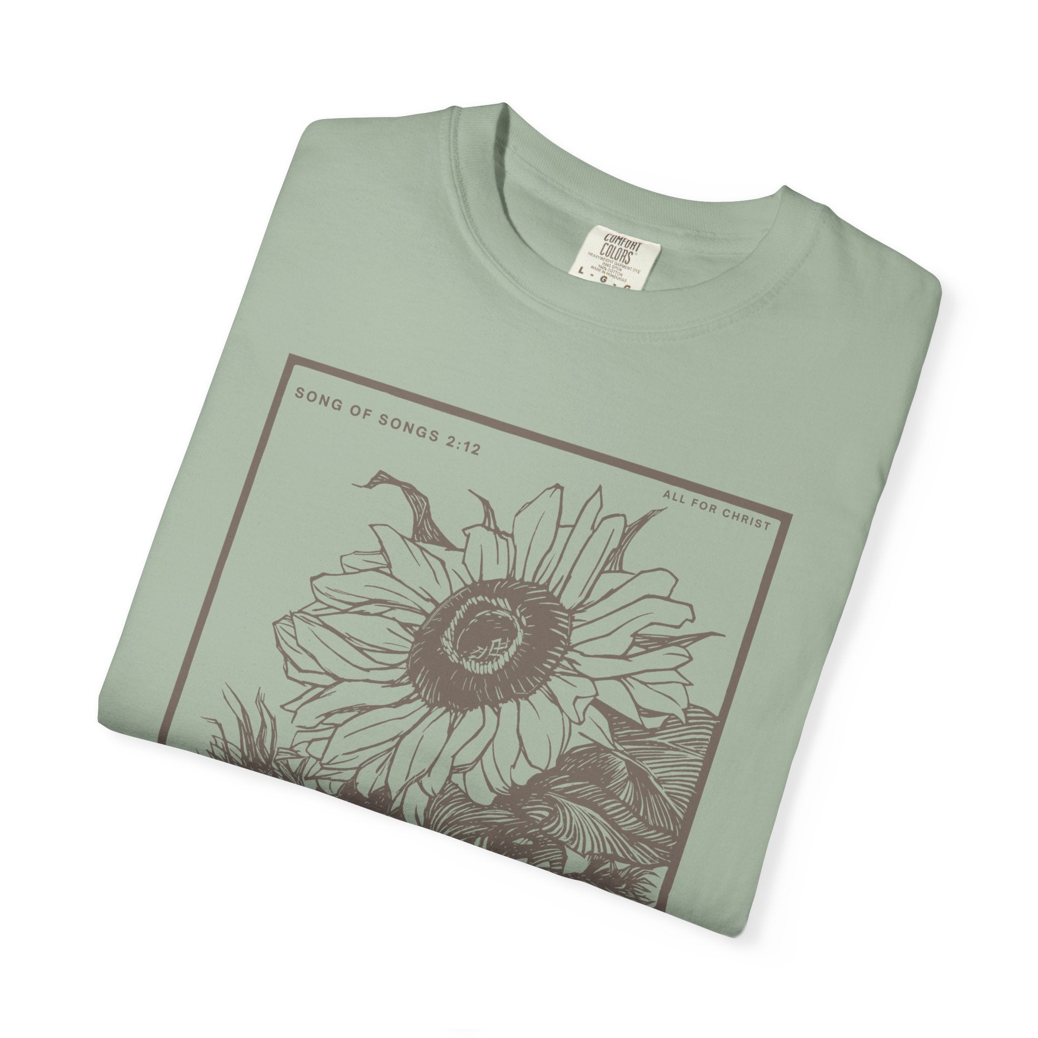 Sunflower Botanical T-Shirt — Floral Sketch Tee with "Flowers Appear on the Earth" Quote