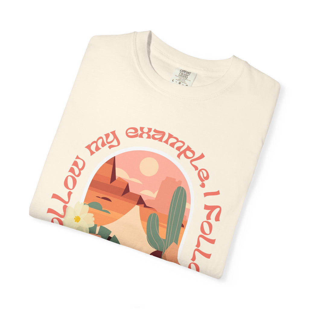 Christian Graphic T-Shirt — "Follow My Example": Retro Desert Faith Tee