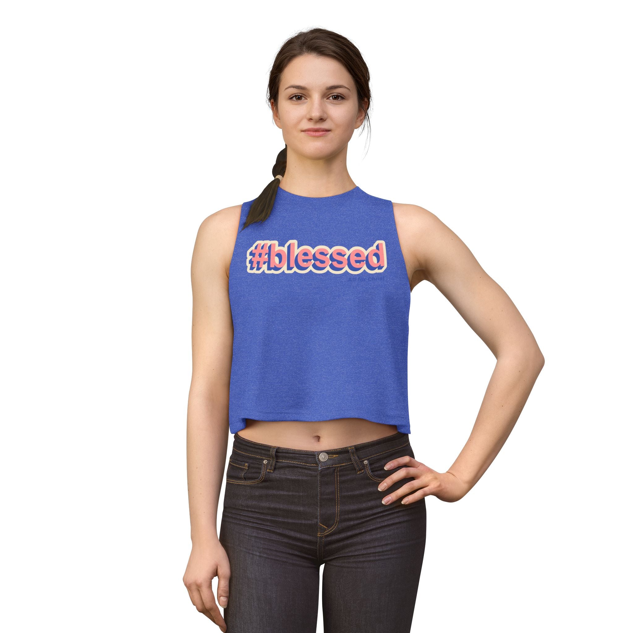#blessed Crop Top — Retro Script Christian Graphic Tank