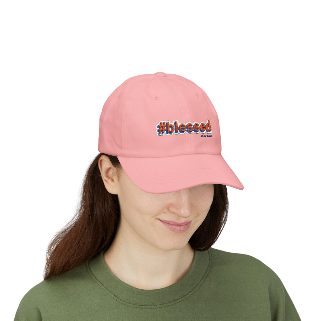 #blessed Embroidered Classic Dad Cap – White Baseball Hat for Casual, Faith & Gift Occasions