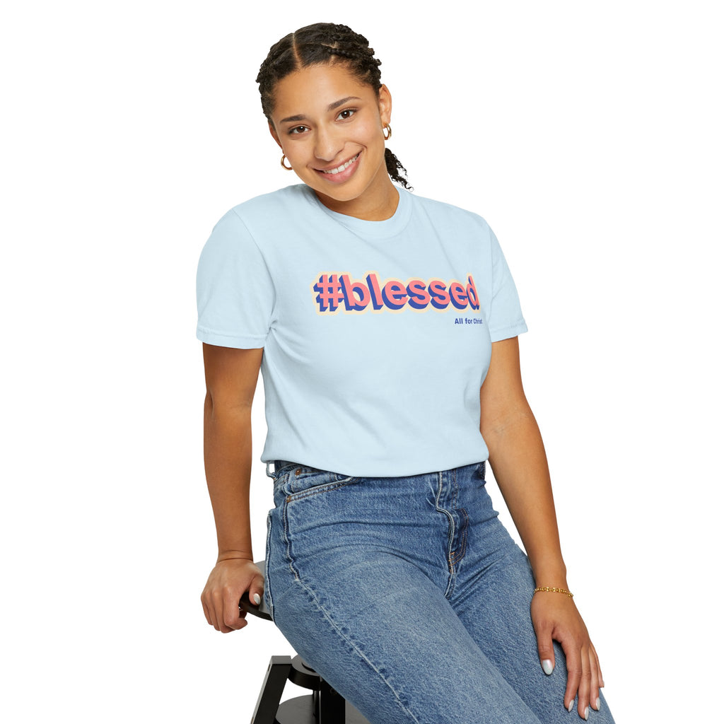 #blessed Graphic T‑Shirt — Vintage 3D Text Faith Tee