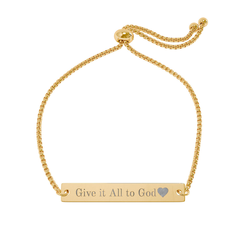 "Give it All to God" Engraved  — Adjustable Bar Bracelet (Rose Gold/Gold)