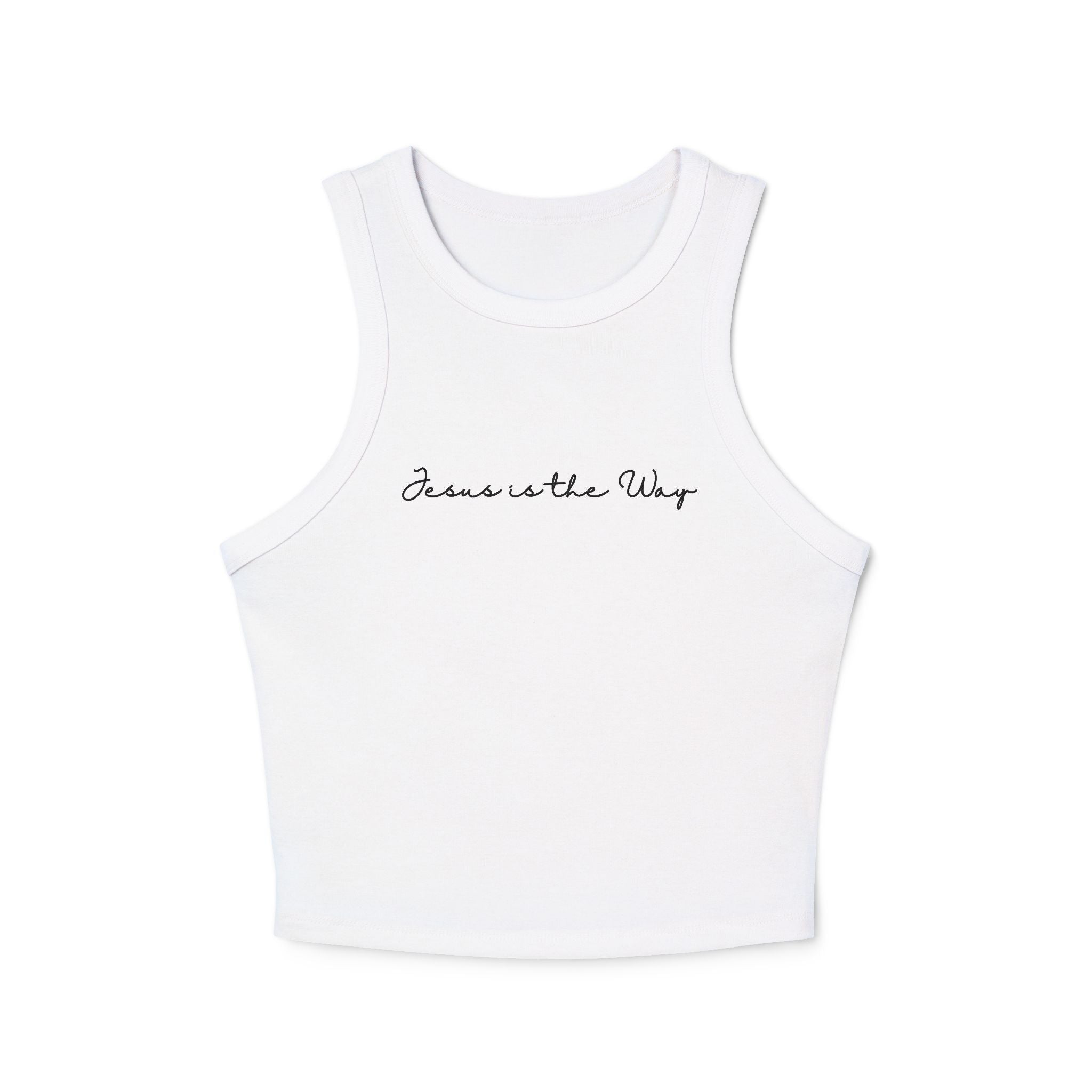 Racer Tank — "Jesus is the Way" Minimal Script Crop Top