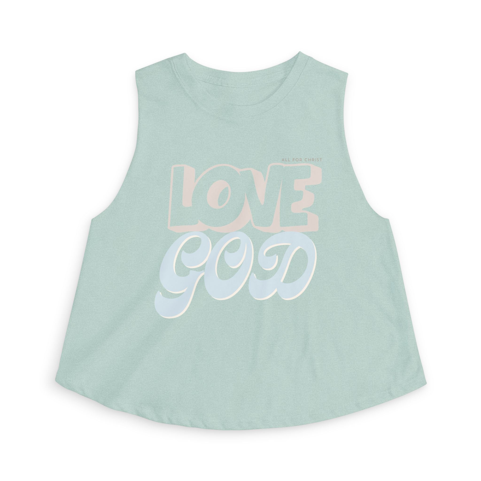 Love God Crop Top — Retro Script Christian Tank