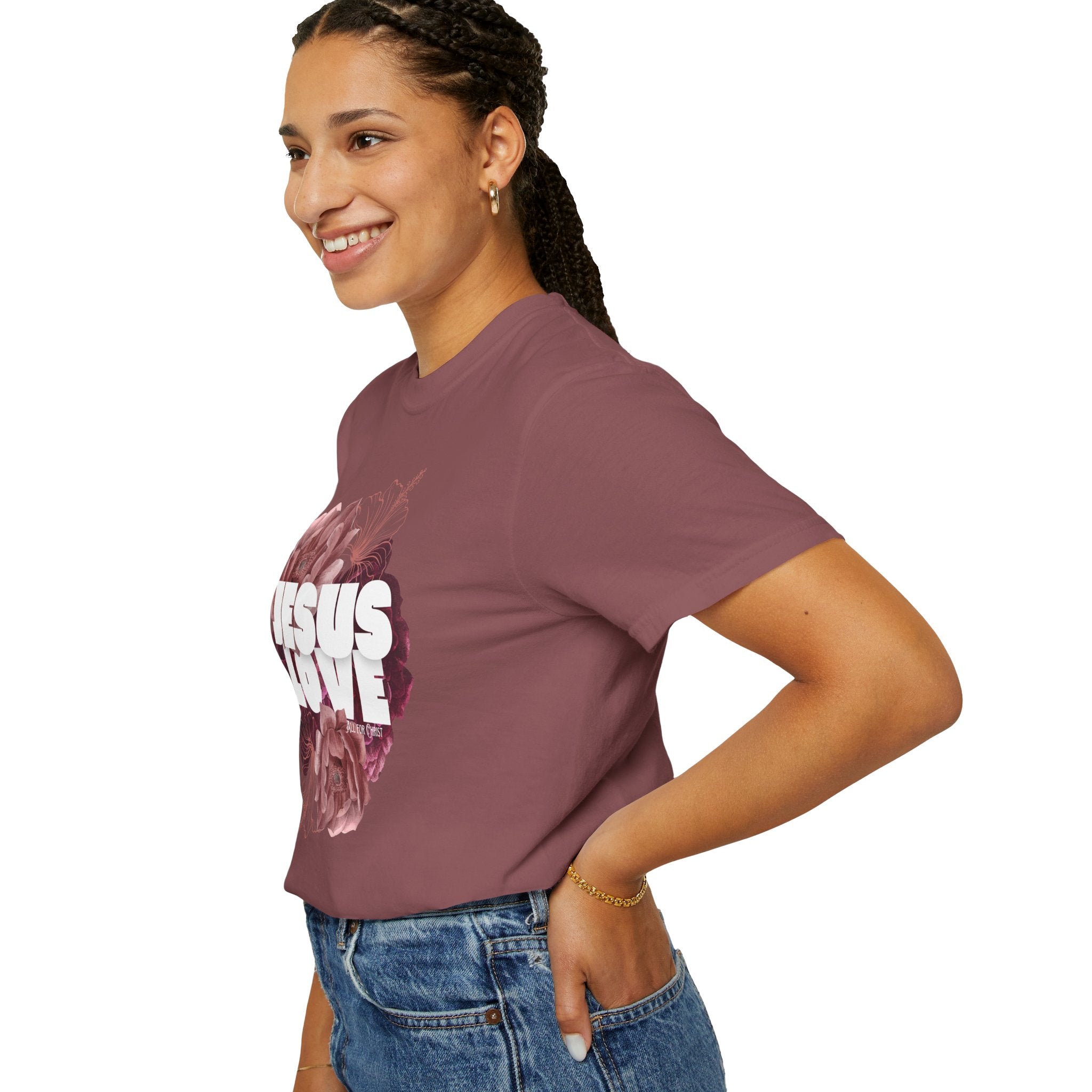 Jesus Love Floral T-Shirt — Faith-Based Christian Tee with Rose Graphic