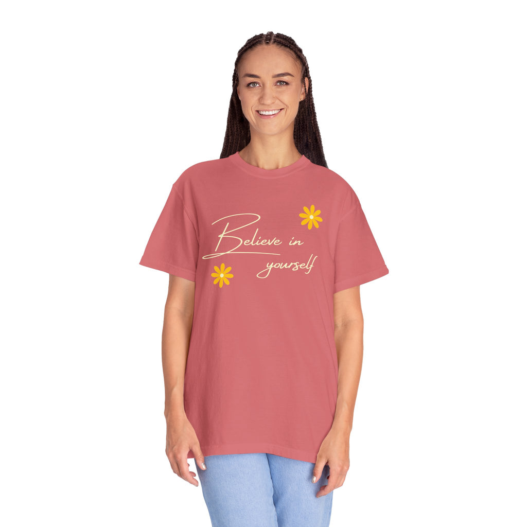 Believe In Yourself T-Shirt — Positive Message Floral Tee