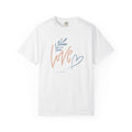 Love Handwritten T-Shirt — Pastel Heart & Leaf Graphic