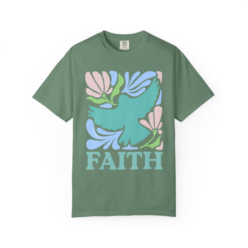 Faith Dove T‑Shirt — Pastel Floral Inspirational Tee