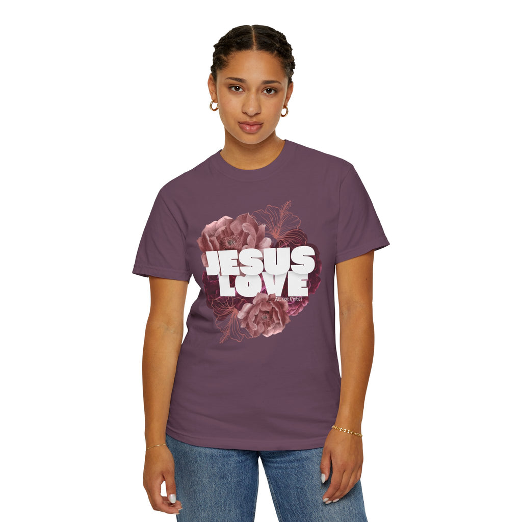 Jesus Love Floral T-Shirt — Faith-Based Christian Tee with Rose Graphic