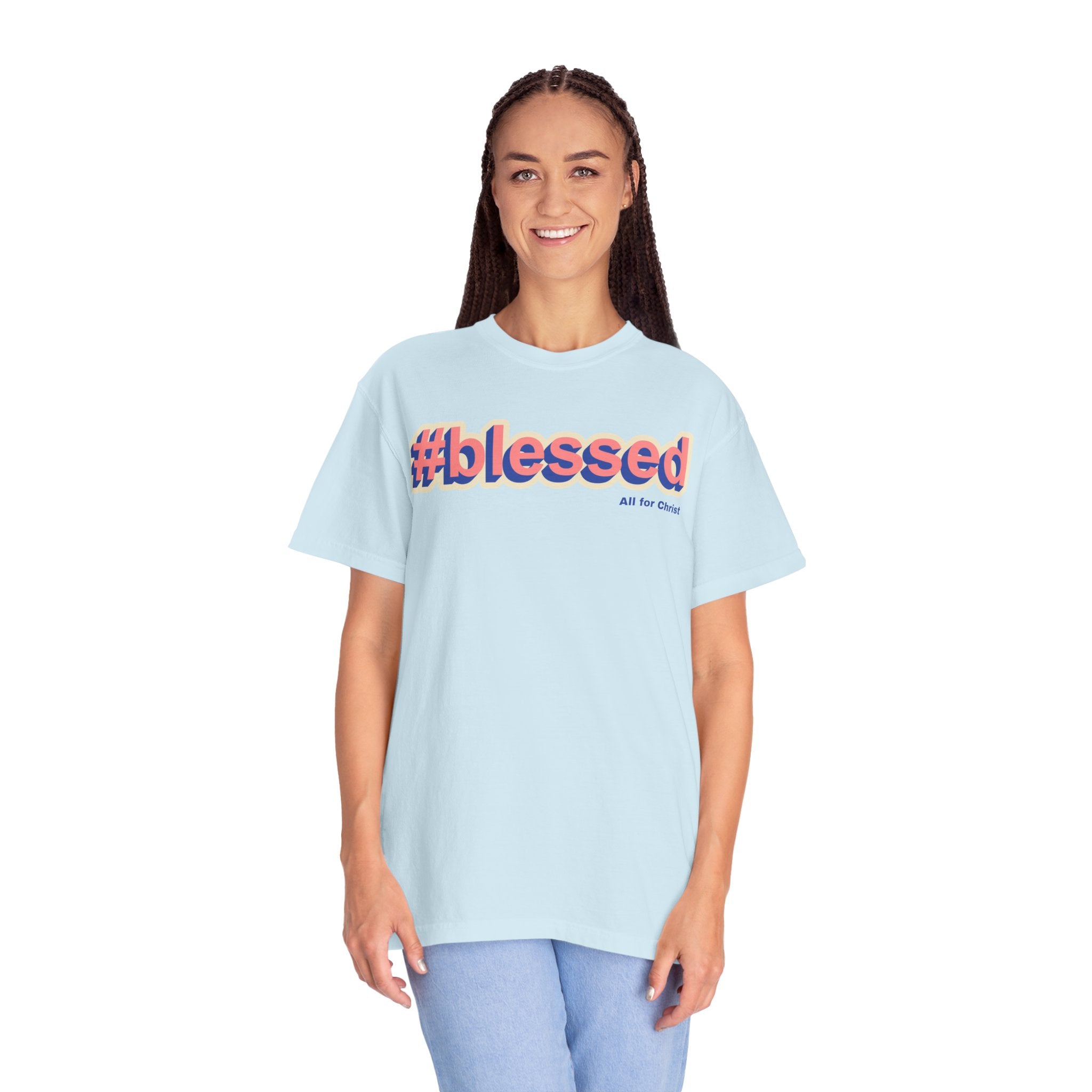 #blessed Graphic T‑Shirt — Vintage 3D Text Faith Tee