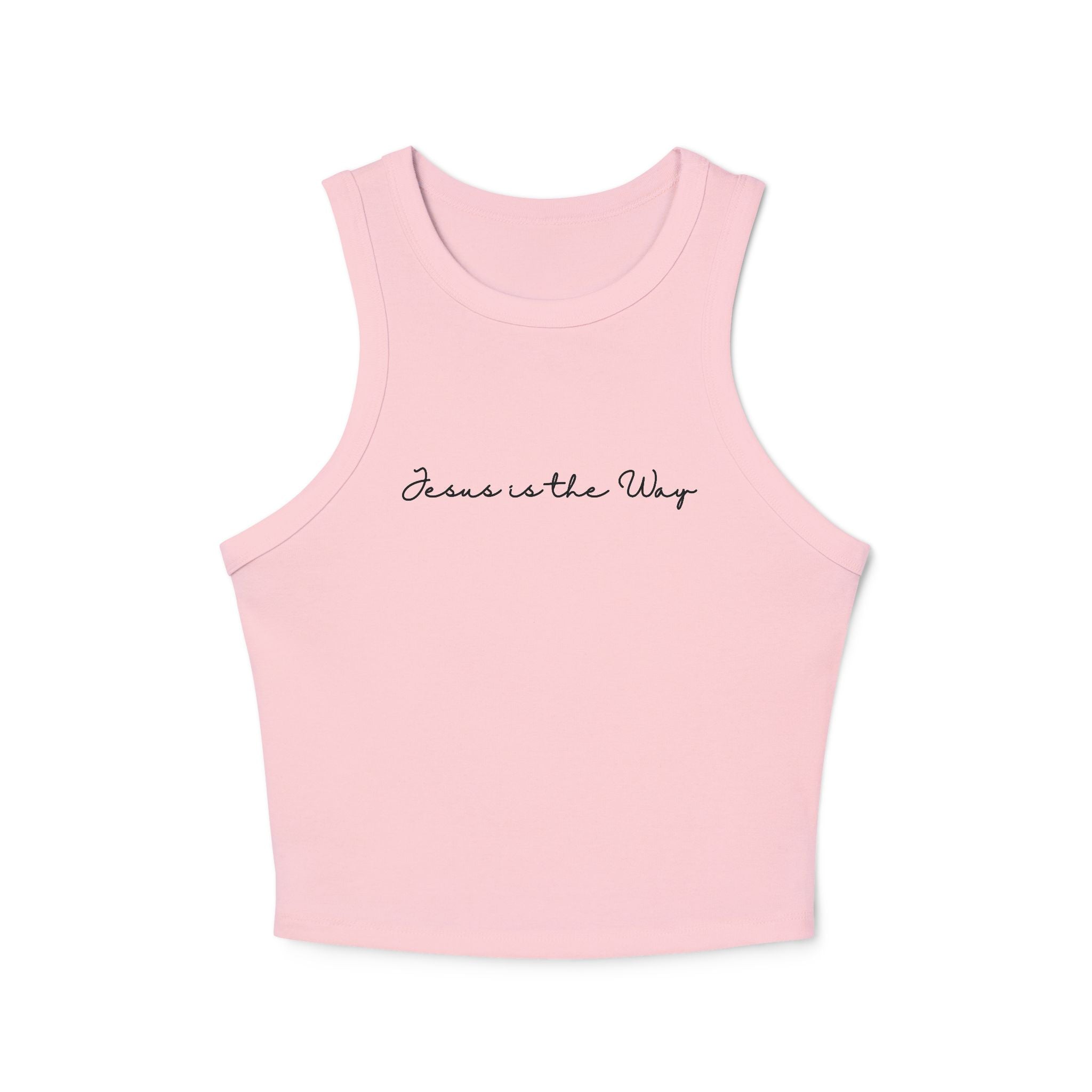 Racer Tank — "Jesus is the Way" Minimal Script Crop Top