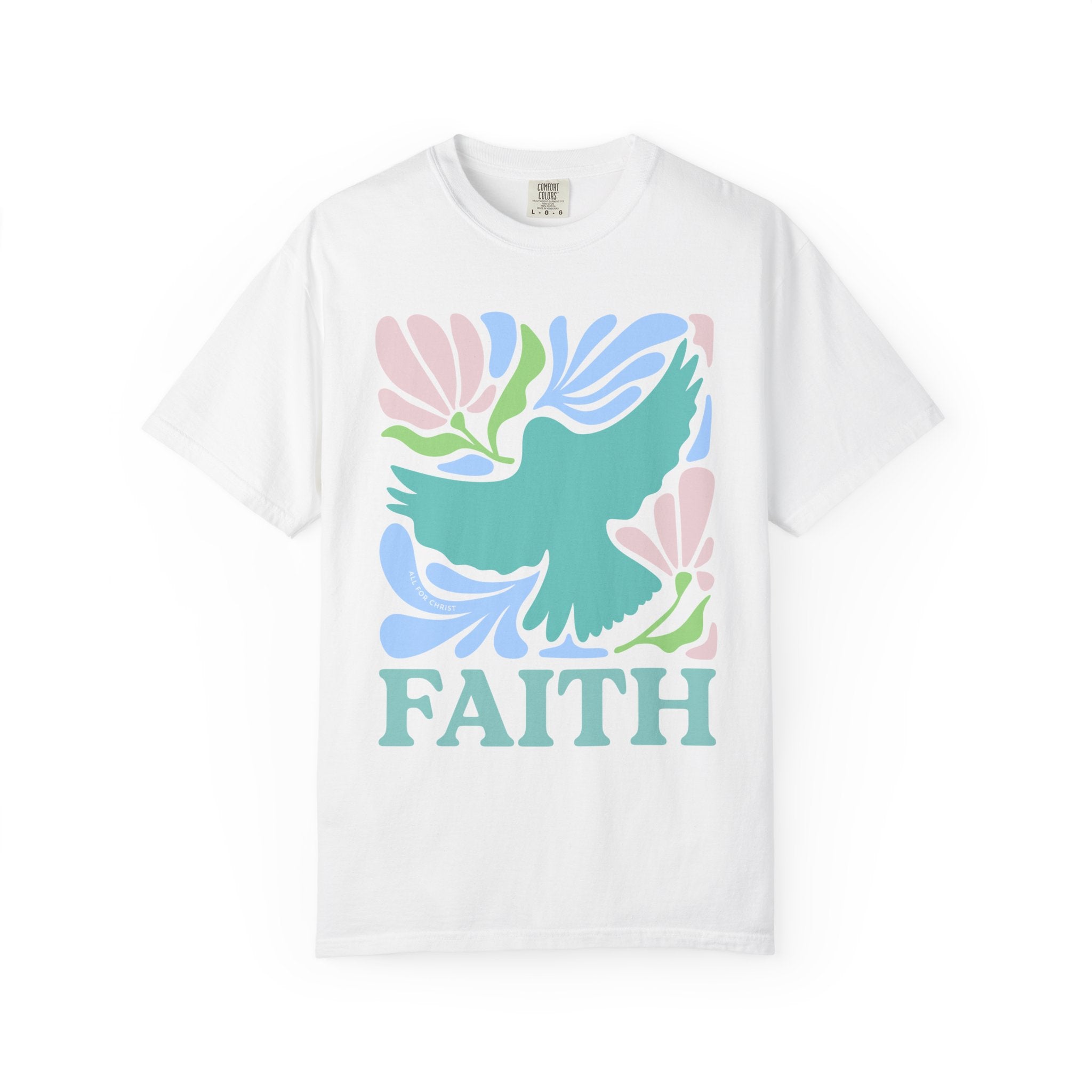 Faith Dove T‑Shirt — Pastel Floral Inspirational Tee