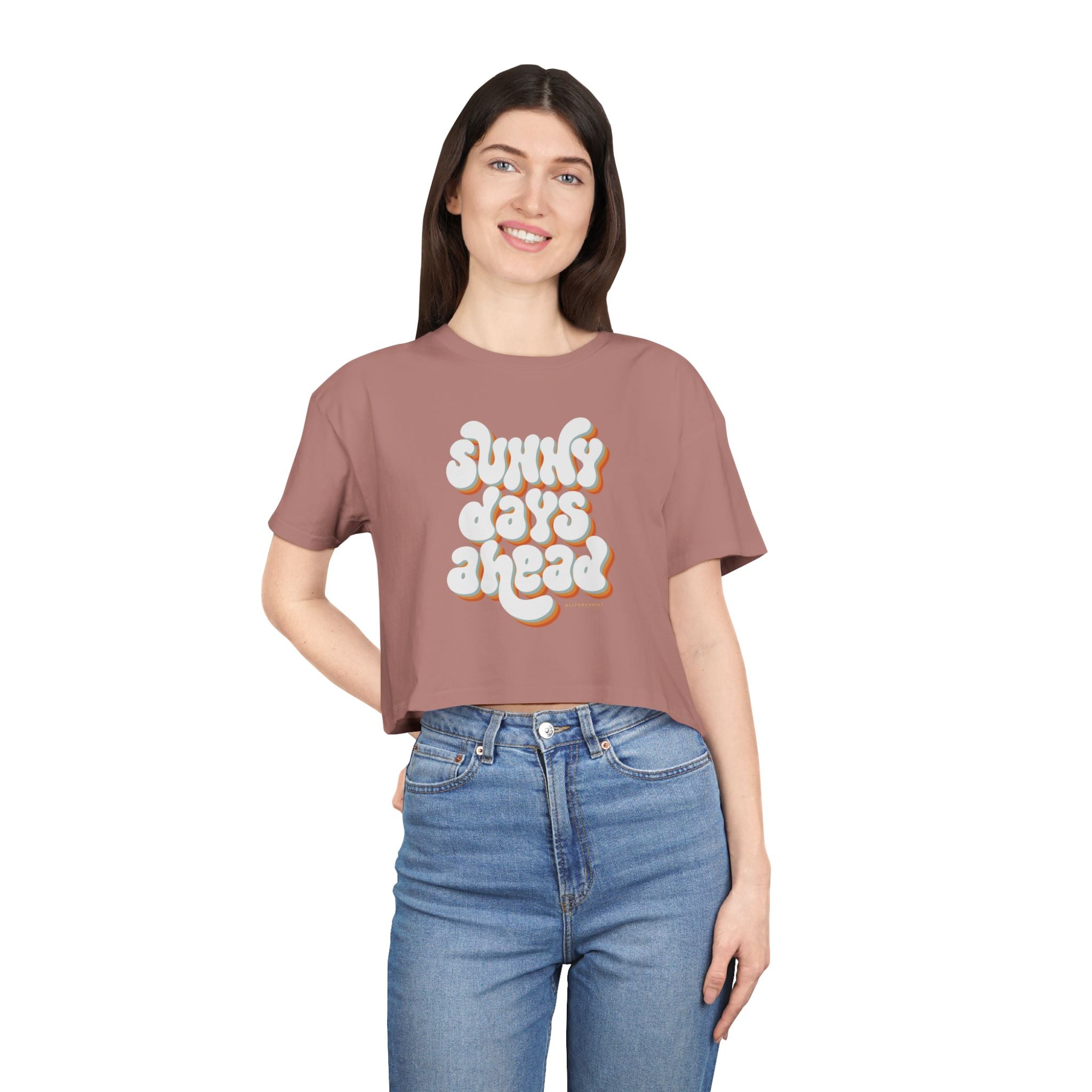 Sunny Days Ahead Crop Tee – Retro Puffy Lettering Summer Women's Top