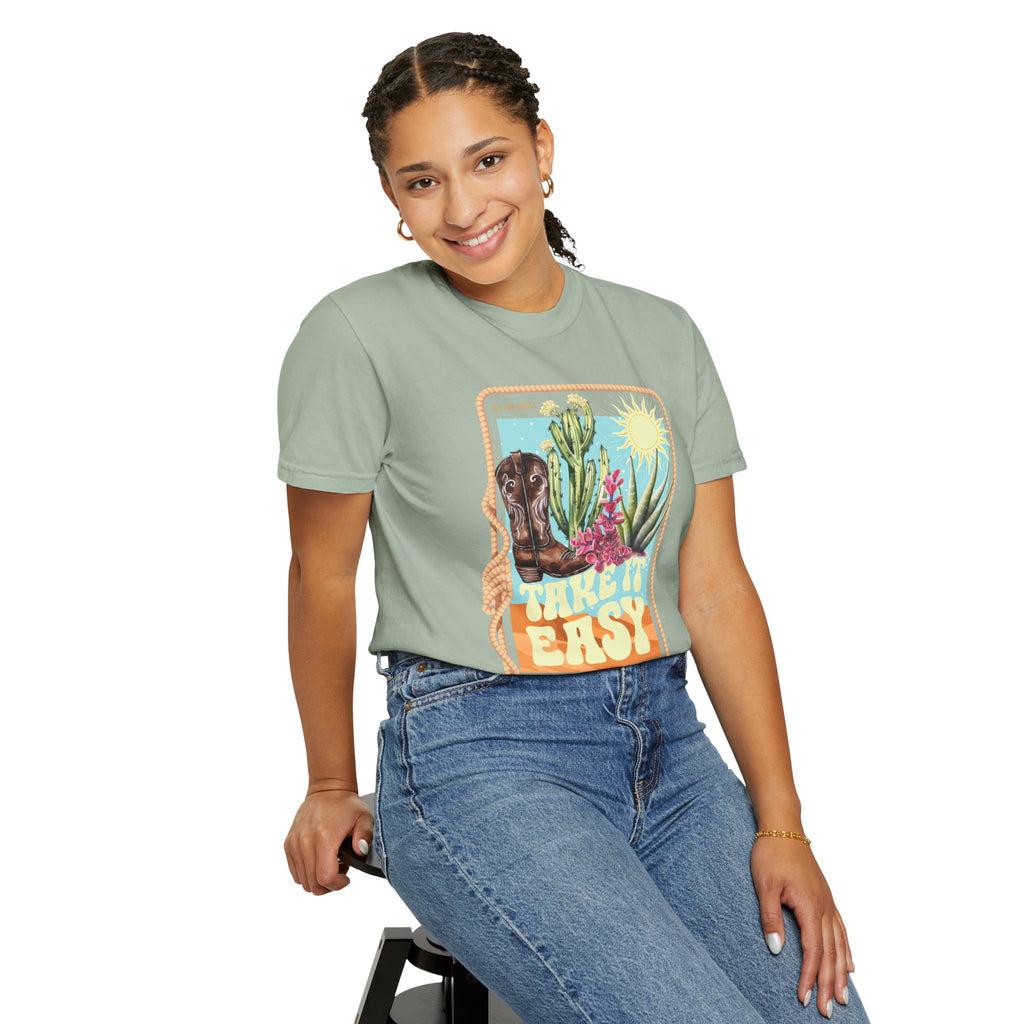 Take It Easy T-Shirt — Retro Desert Christian Graphic Tee (“Jesus Is In Town”)