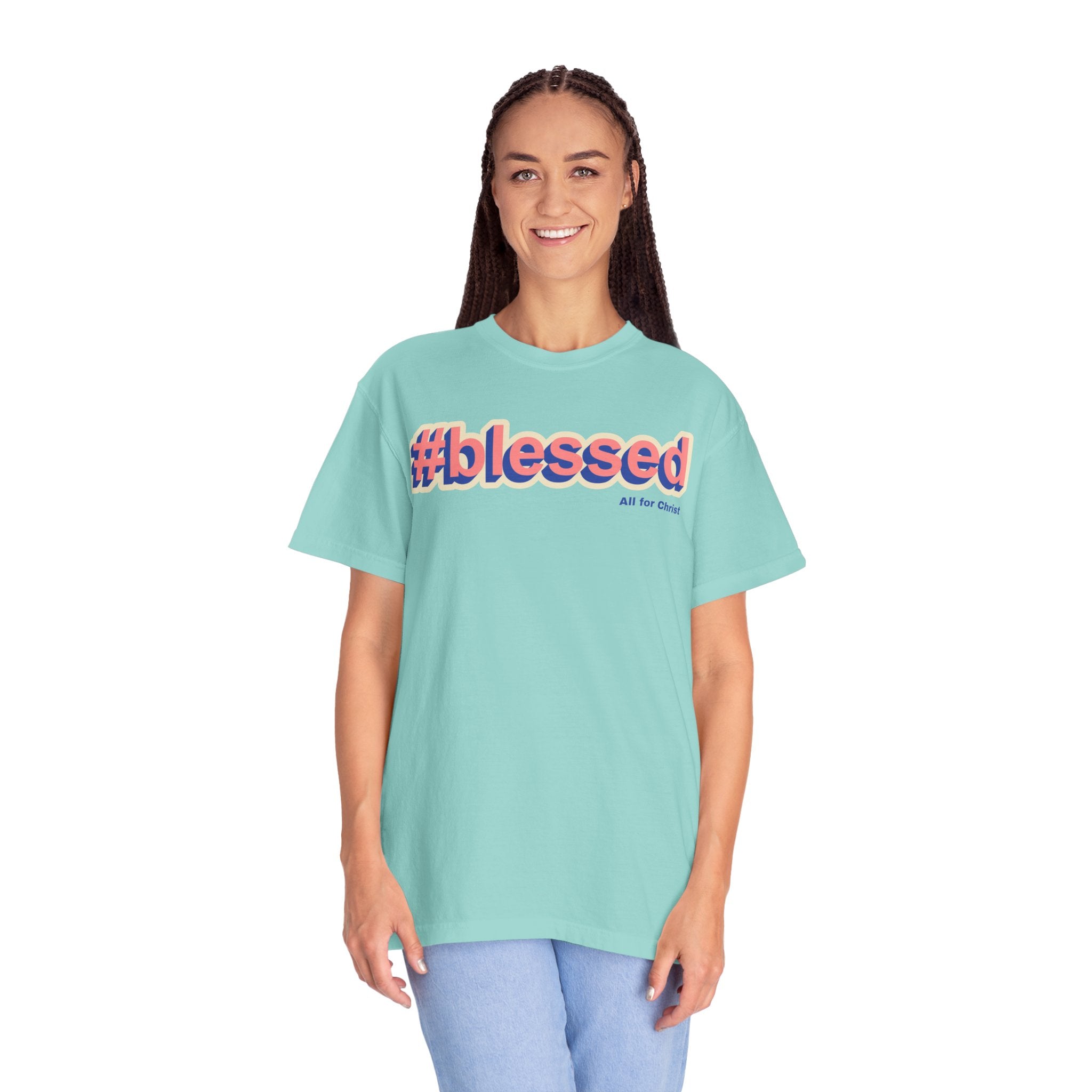 #blessed Graphic T‑Shirt — Vintage 3D Text Faith Tee