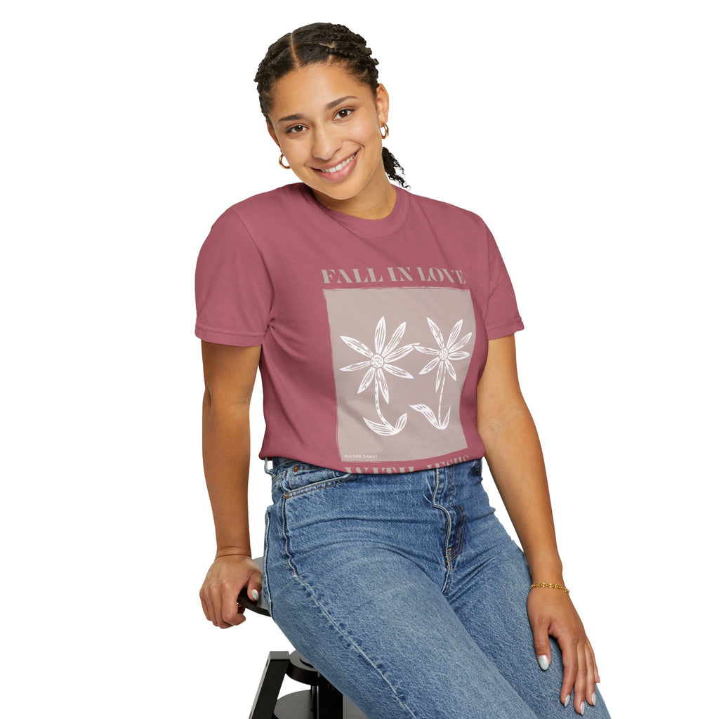 Faith Floral T‑Shirt — "Fall in Love with Jesus" Graphic Tee
