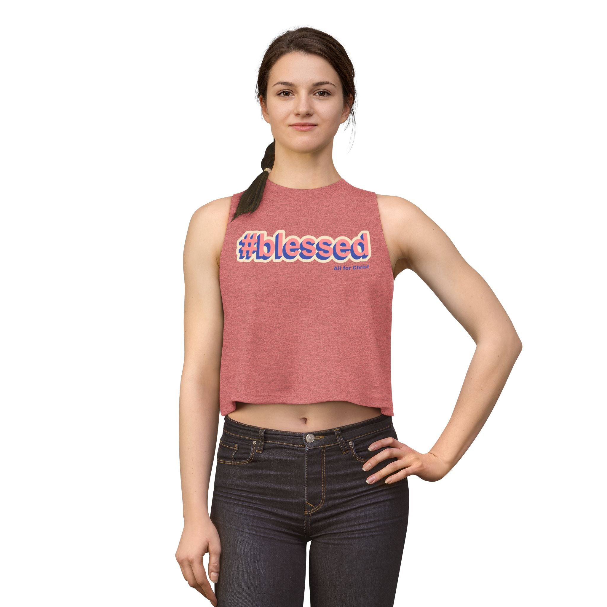 #blessed Crop Top — Retro Script Christian Graphic Tank