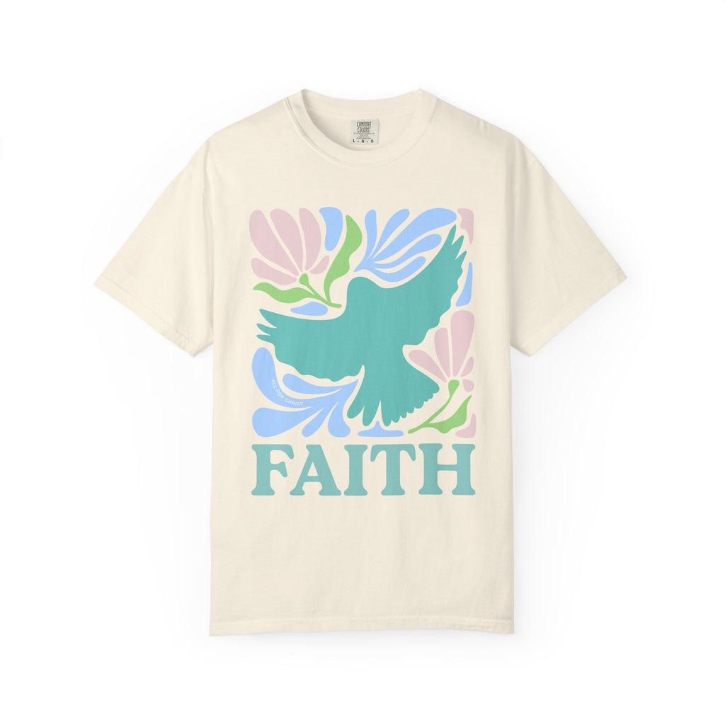 Faith Dove T‑Shirt — Pastel Floral Inspirational Tee