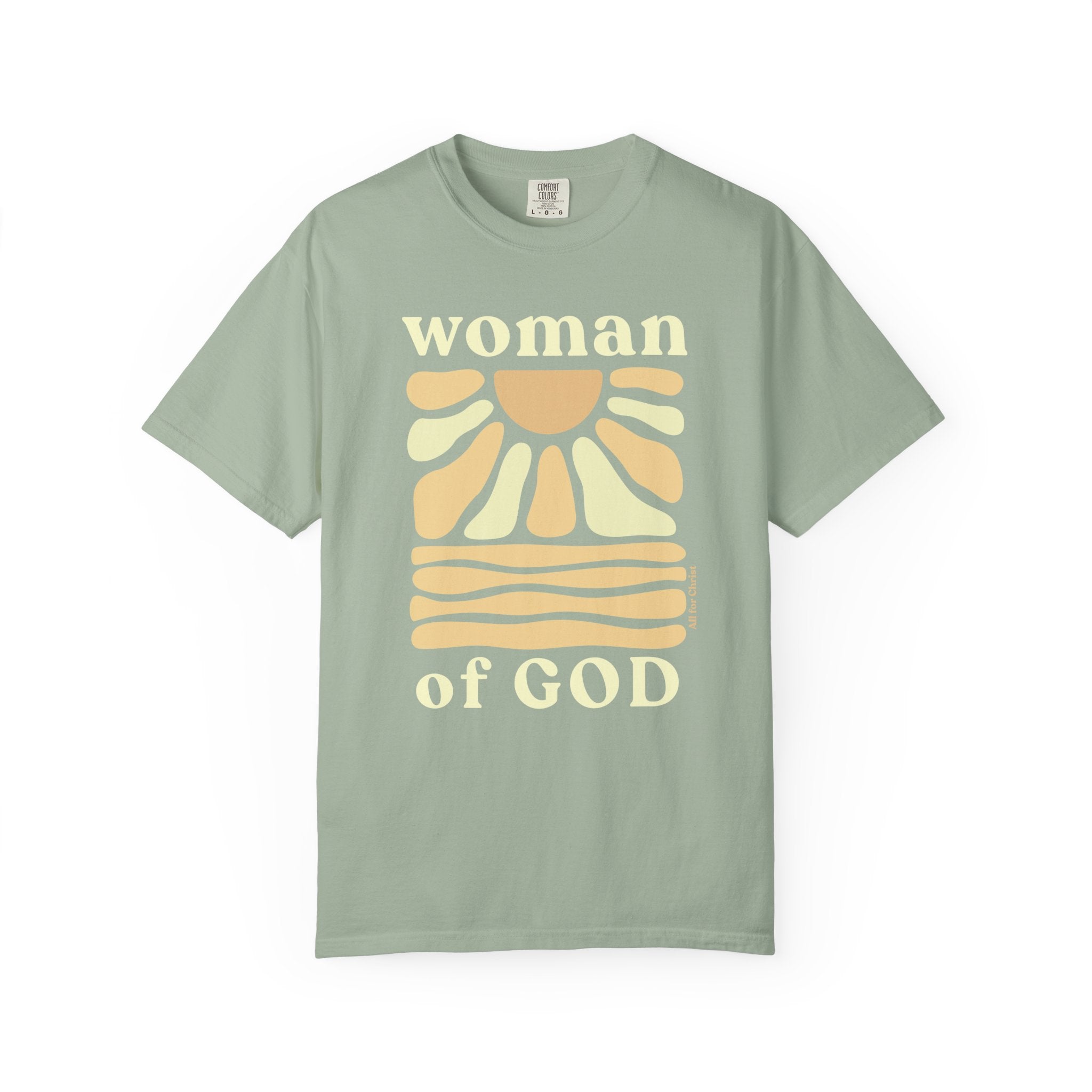 Woman of God T‑Shirt — Vintage Sun Faith Tee for Christian Women