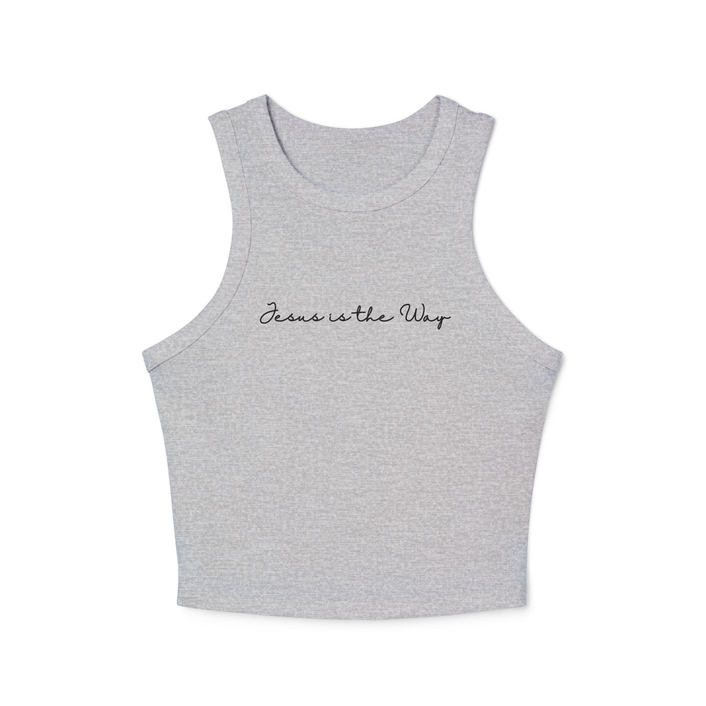 Racer Tank — "Jesus is the Way" Minimal Script Crop Top