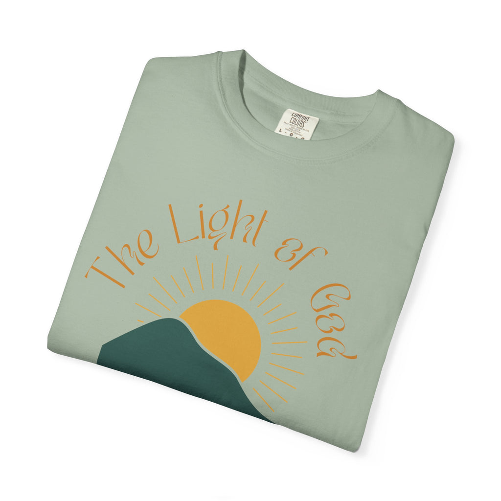 The Light of God T-Shirt — Spiritual Mountain Sunset Graphic Tee