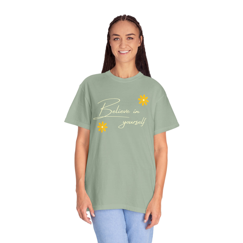 Believe In Yourself T-Shirt — Positive Message Floral Tee
