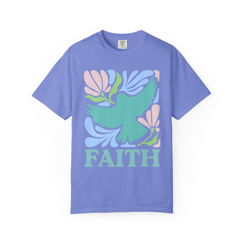 Faith Dove T‑Shirt — Pastel Floral Inspirational Tee