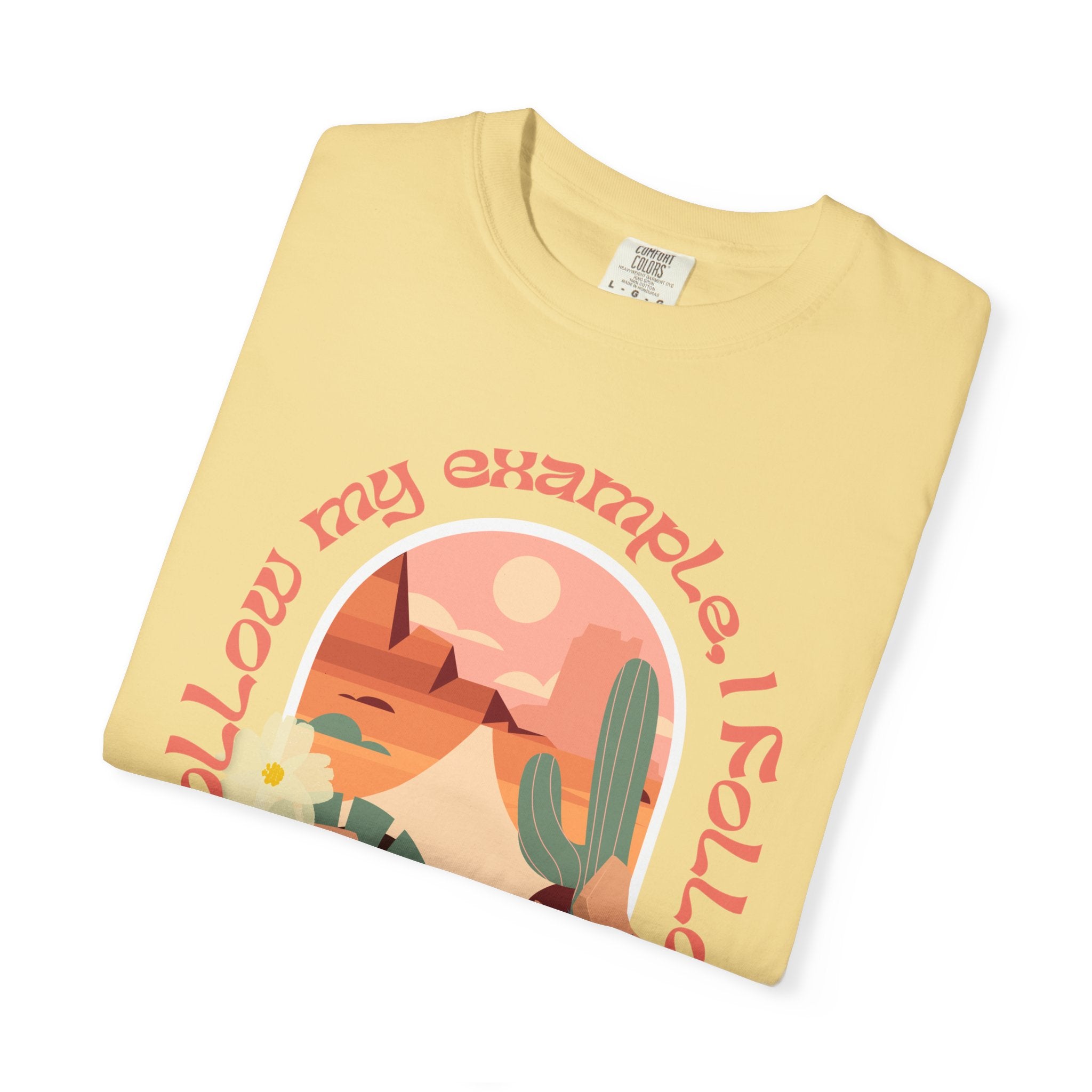 Christian Graphic T-Shirt — "Follow My Example": Retro Desert Faith Tee