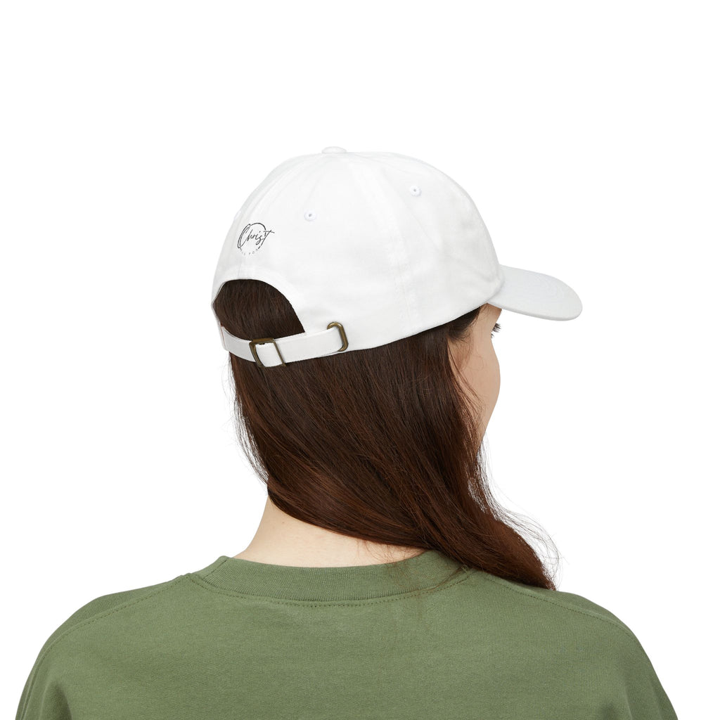 Woman of God Dad Cap — White Embroidered Christian Baseball Hat (’Christ’ Back Accent)
