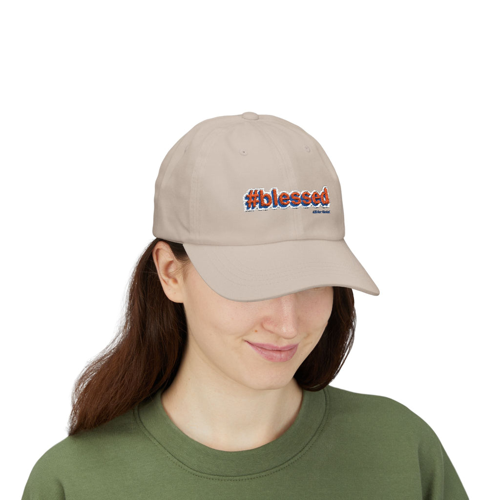 #blessed Embroidered Classic Dad Cap – White Baseball Hat for Casual, Faith & Gift Occasions
