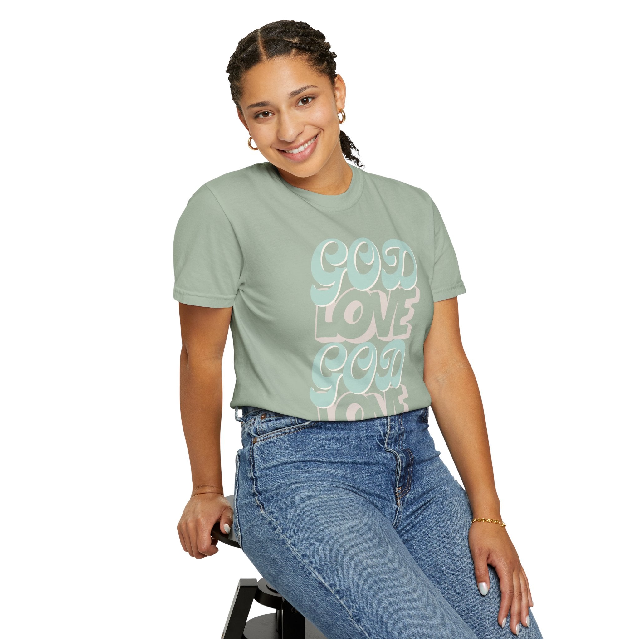 God Love Retro Script T-Shirt — Pastel Faith Tee