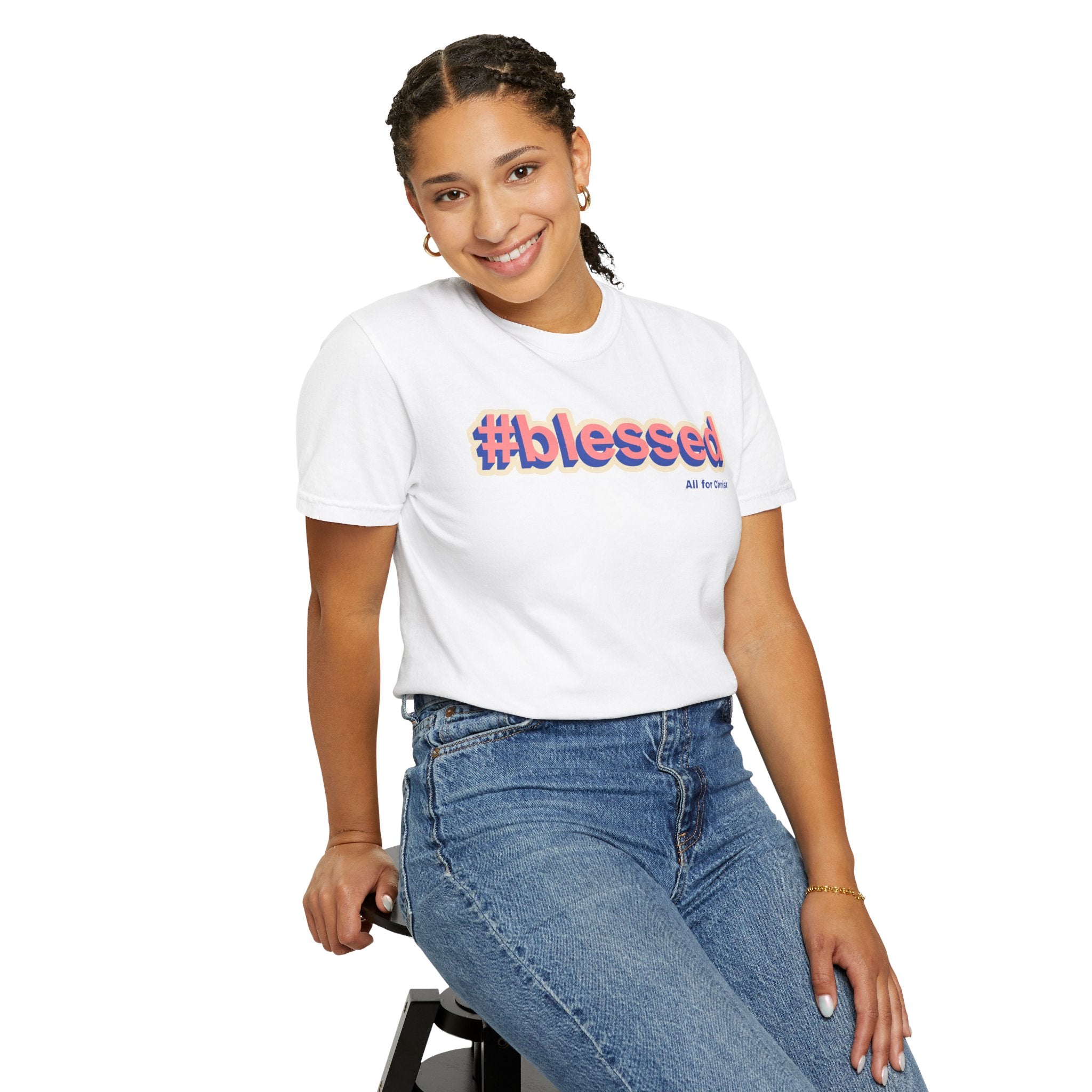 #blessed Graphic T‑Shirt — Vintage 3D Text Faith Tee