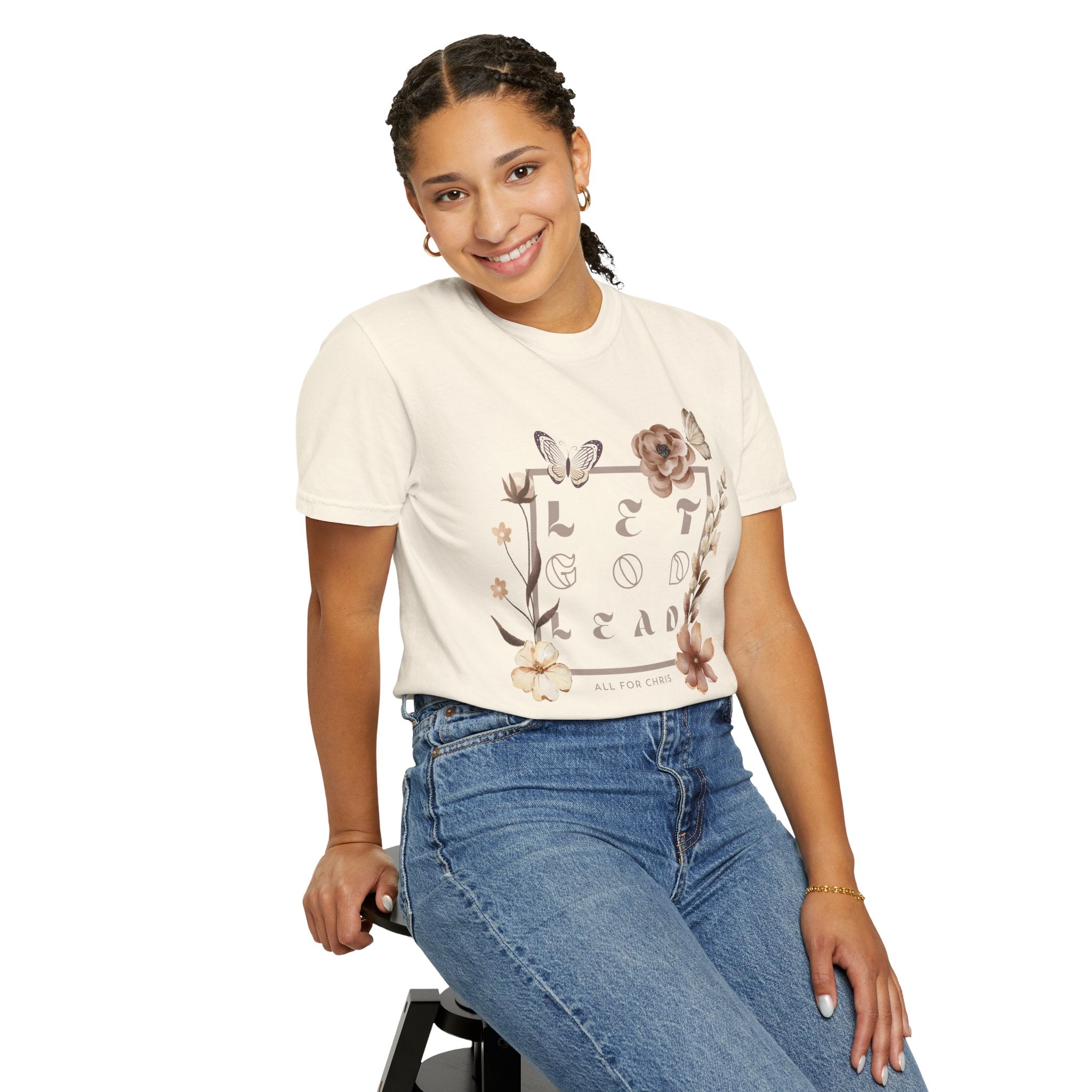 Retro Floral "Let God Lead" T-Shirt