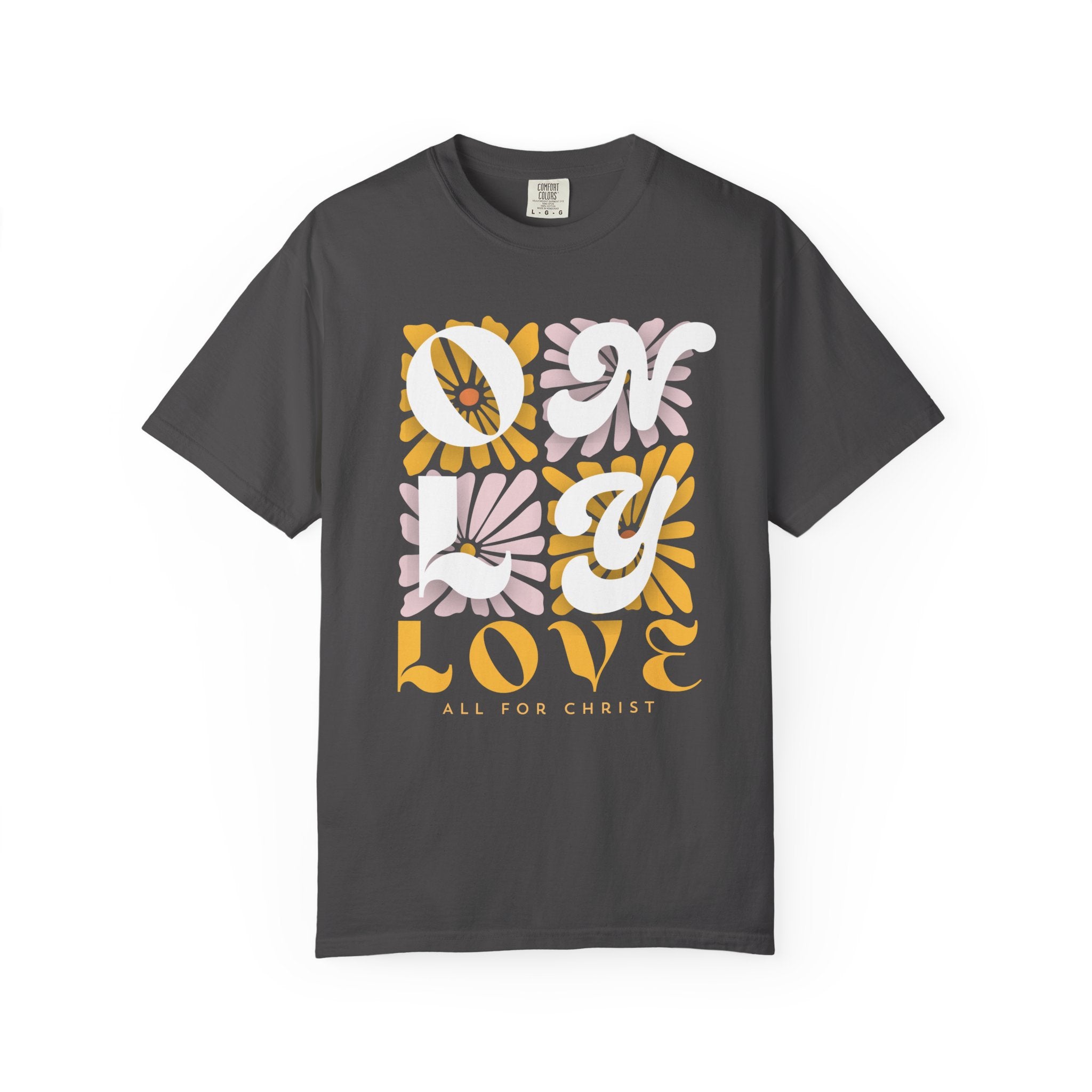 Love Floral Graphic T-Shirt — Retro Daisy Typography Tee