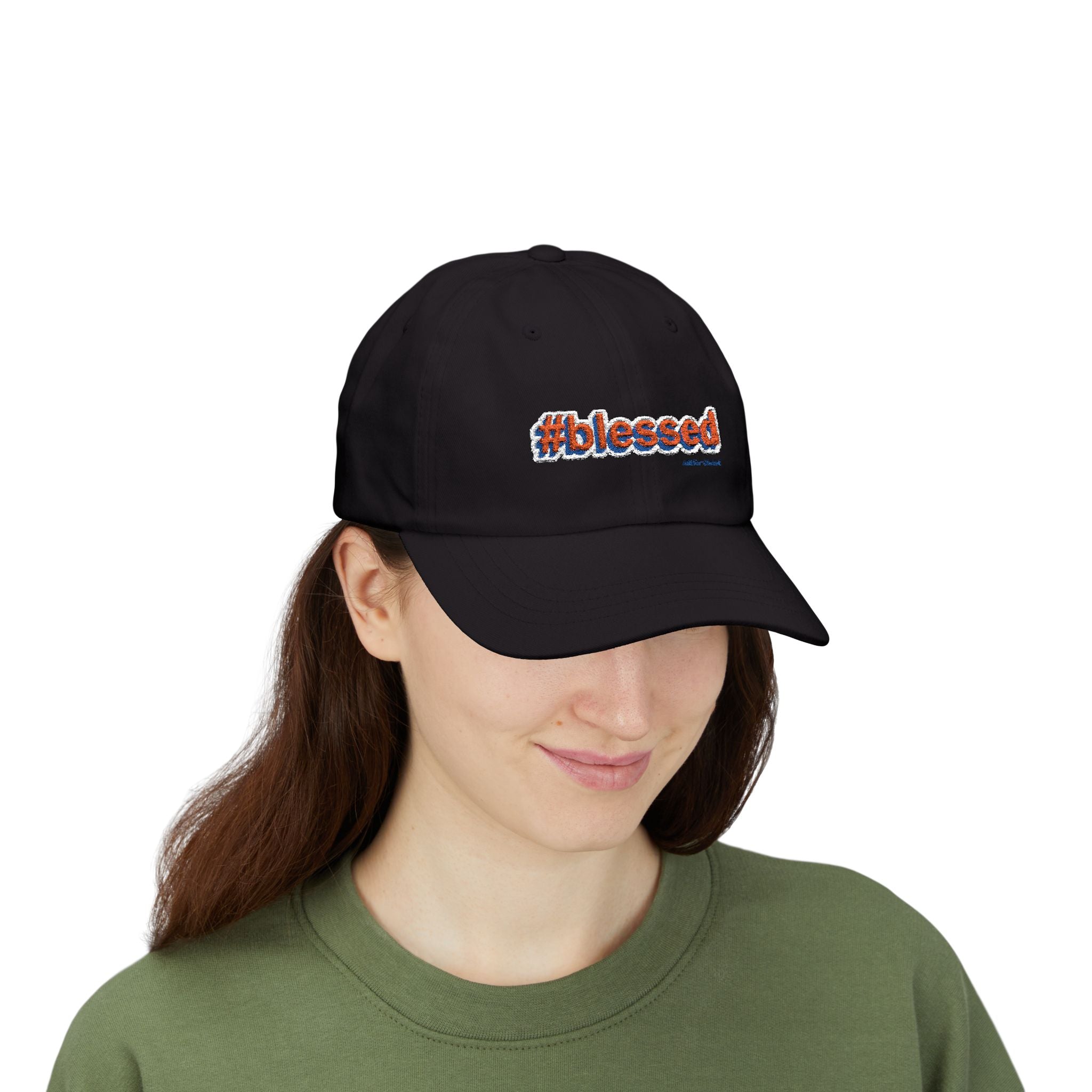 #blessed Embroidered Classic Dad Cap – White Baseball Hat for Casual, Faith & Gift Occasions