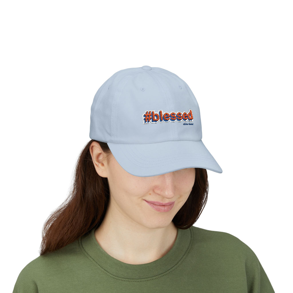 #blessed Embroidered Classic Dad Cap – White Baseball Hat for Casual, Faith & Gift Occasions