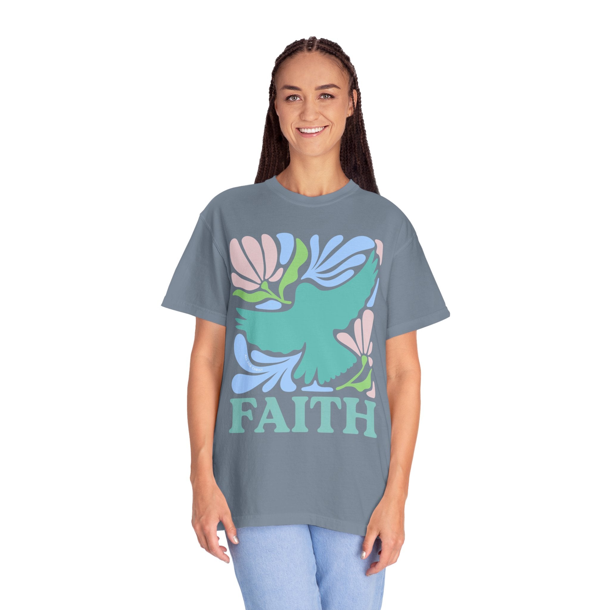 Faith Dove T‑Shirt — Pastel Floral Inspirational Tee