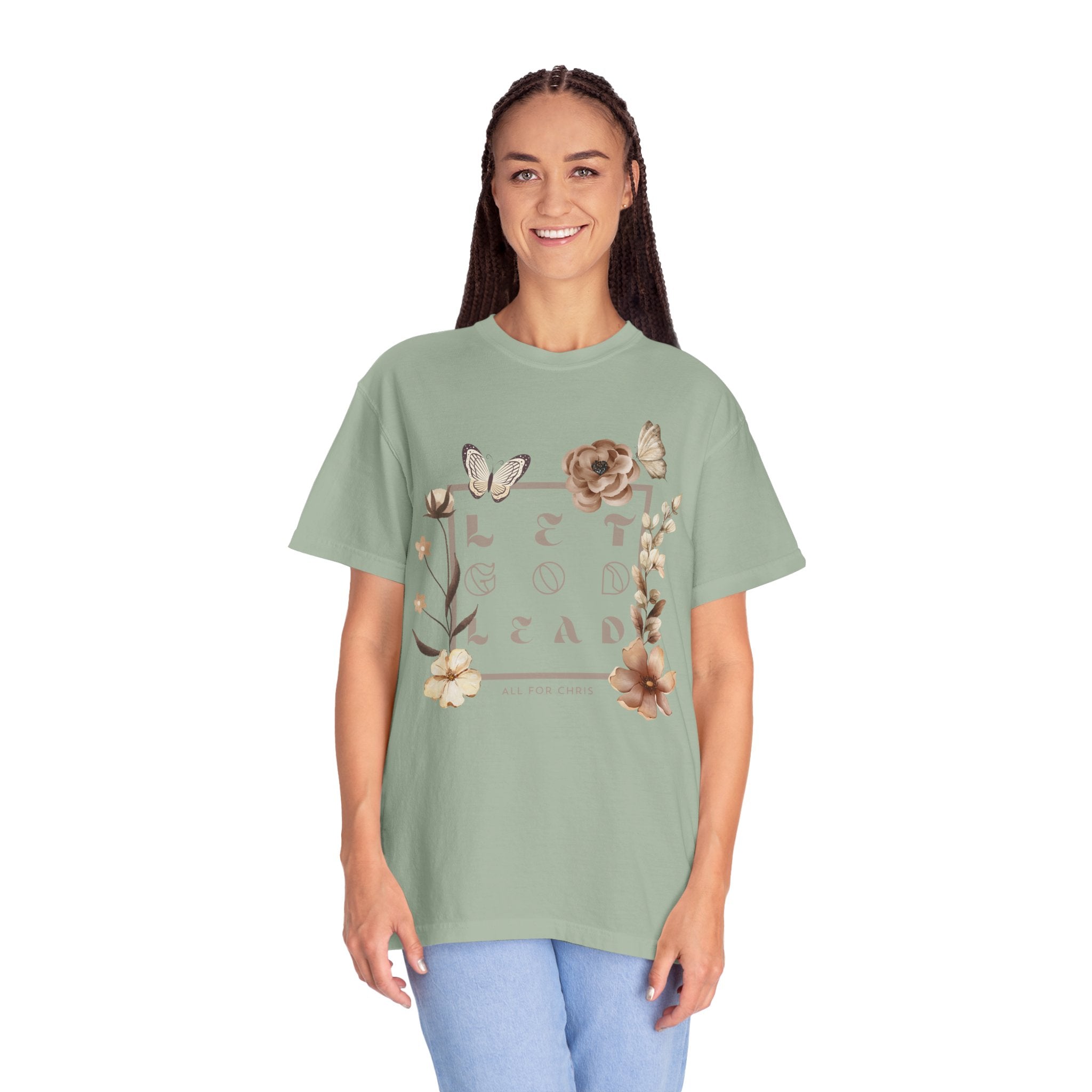Retro Floral "Let God Lead" T-Shirt