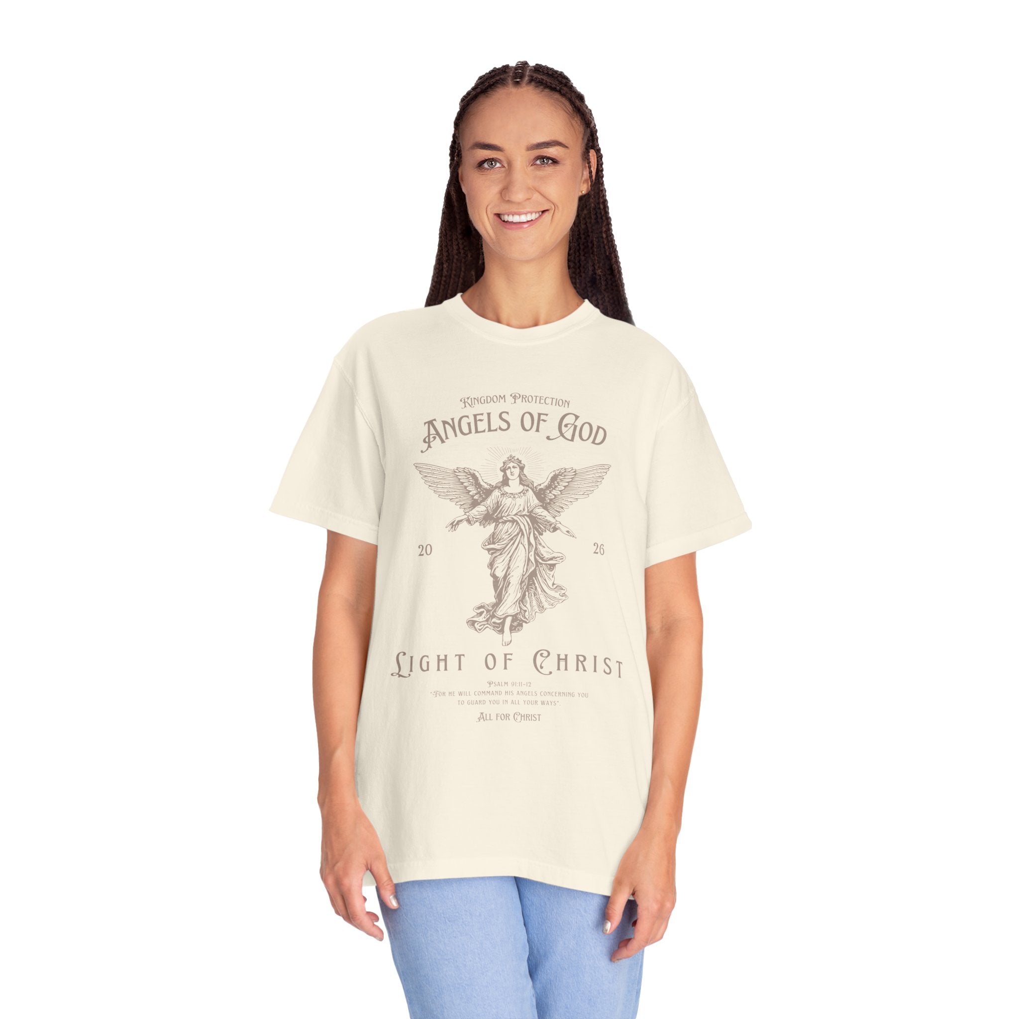 Angel Graphic T-Shirt — "Angels of God / Light of Christ" Religious Tee